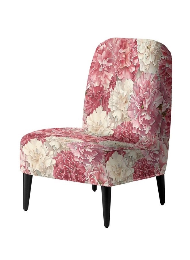 Hechitok Pink White Flower Armless Accent Chair Cover Stretch Slipper Chair Slipcovers with Elastic Bottom Furniture Protector Cover for Living Room Home Hotel - Image 1